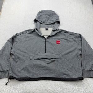 The North Face Womens Grey Half Zip Hoodie Sweatshirt XL Drawstring Hem